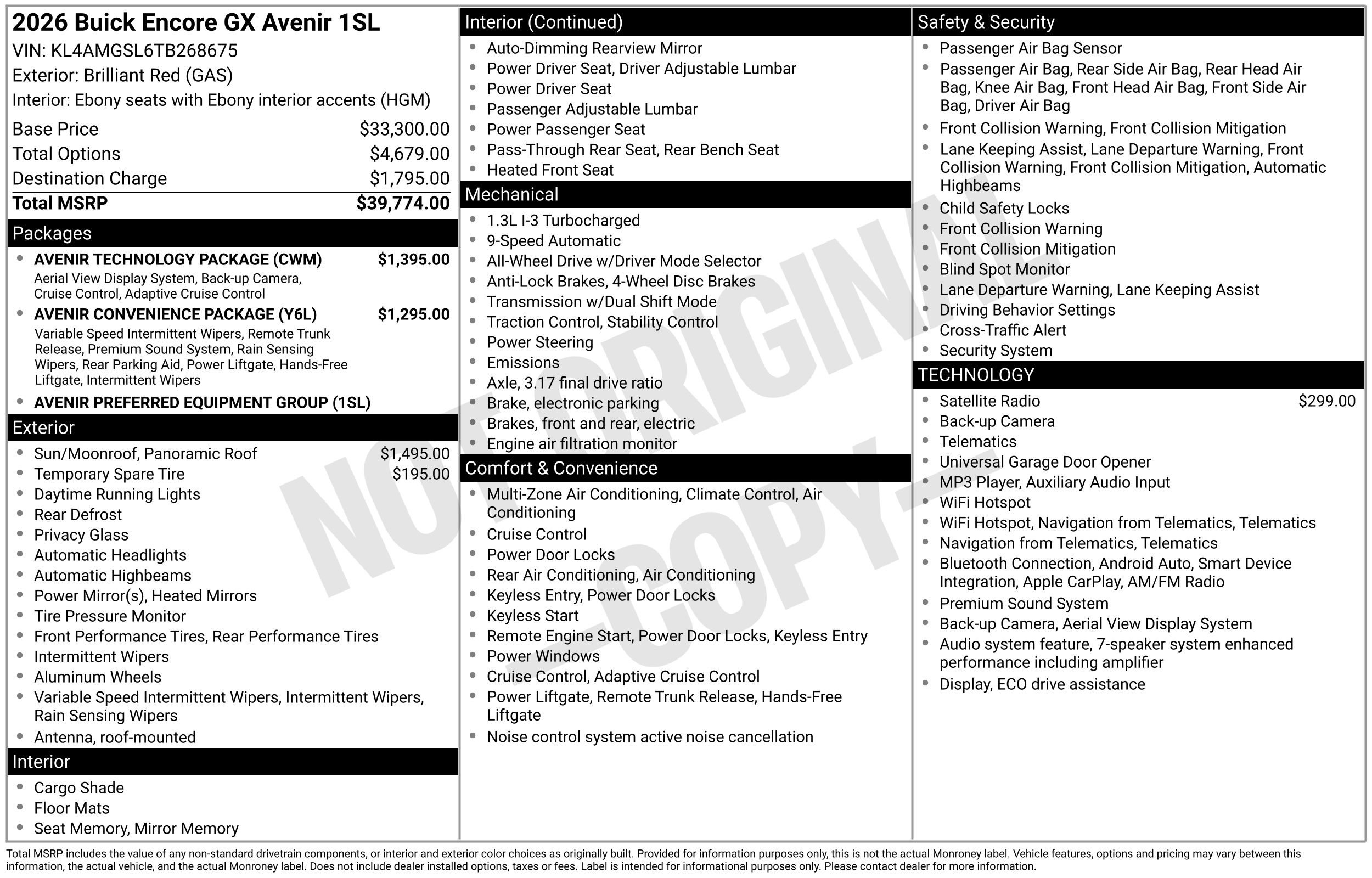 New 2026 Buick Encore GX Avenir w/ Avenir Technology Package AWD/4WD image 3