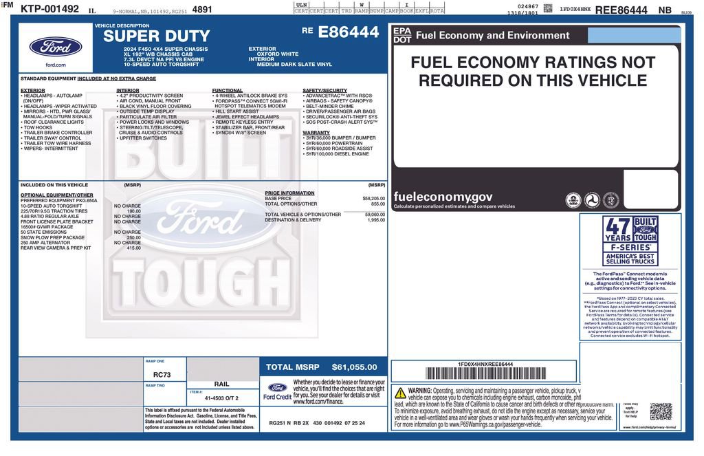 Used 2024 Ford F450 XL w/ Snow Plow Prep Package image 48