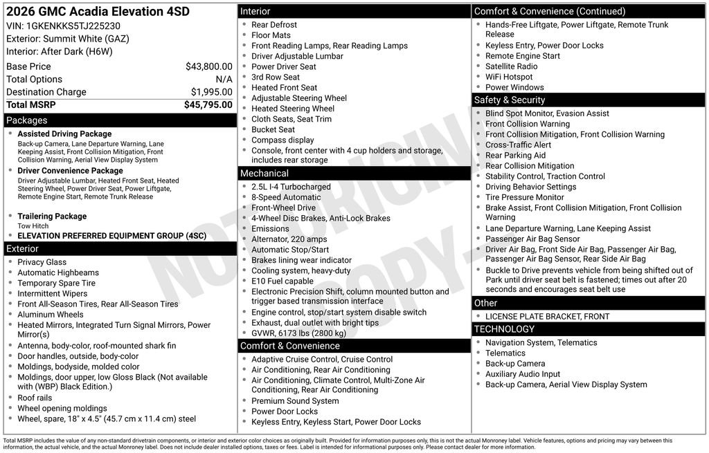New 2026 GMC Acadia Elevation image 15