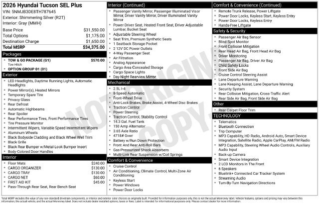 New 2026 Hyundai Tucson SEL Plus w/ Tow & Go Package FWD image 4