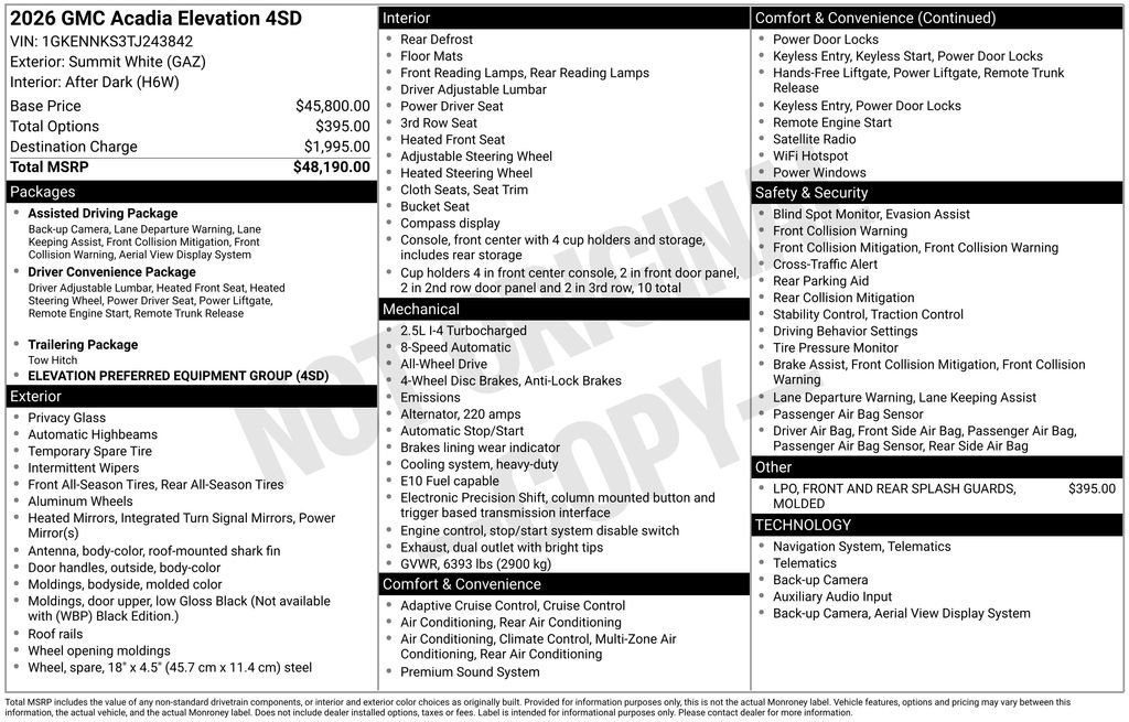 New 2026 GMC Acadia Elevation image 47