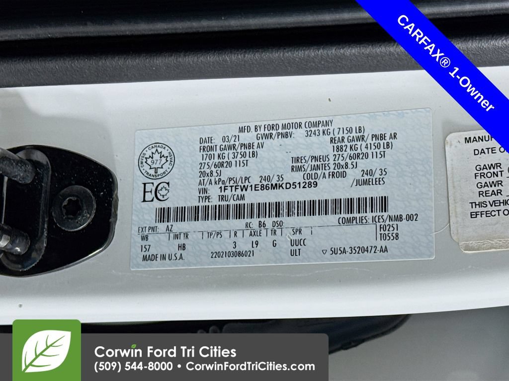 Used 2021 Ford F150 Lariat w/ Equipment Group 502A High AWD/4WD image 33