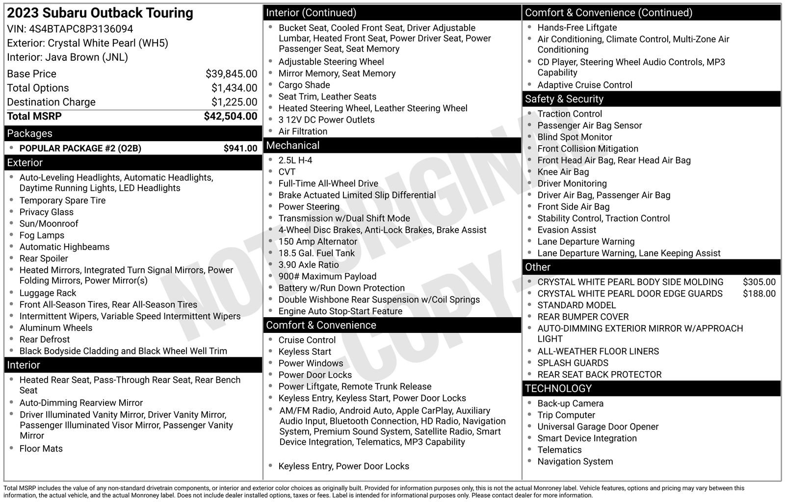 Certified 2023 Subaru Outback Touring w/ Popular Package #2 image 18