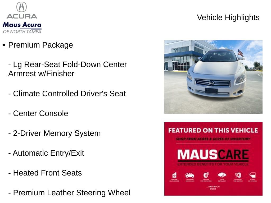 Used 2012 Nissan Maxima 3.5 SV w/ Premium Pkg image 8