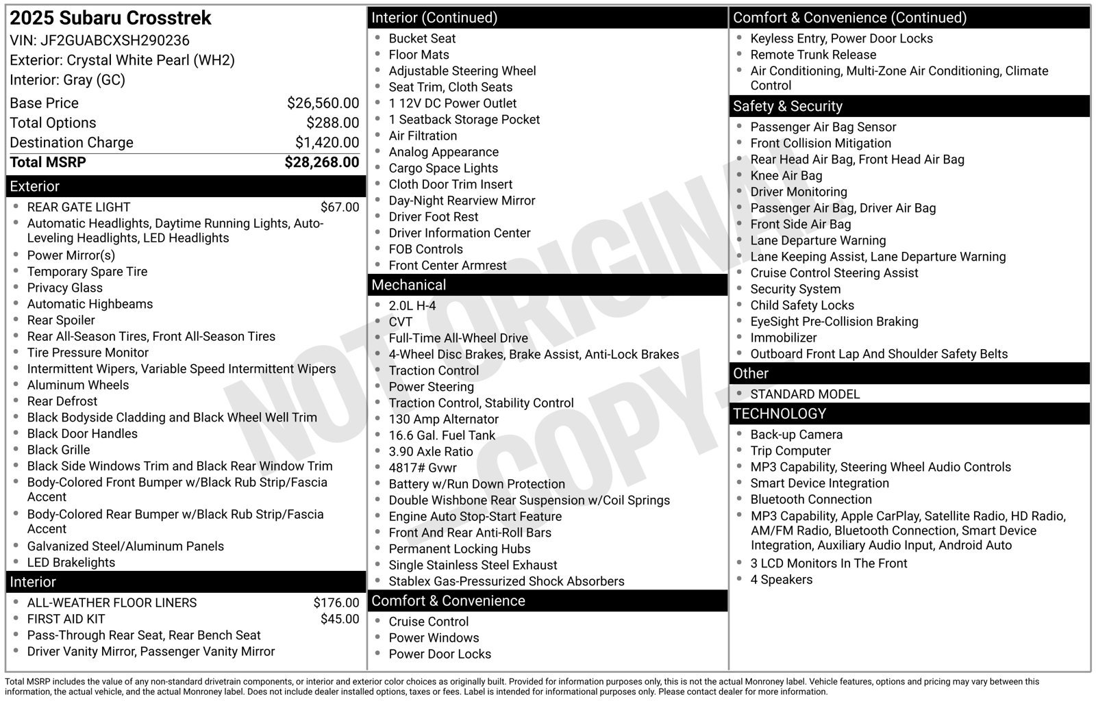 Certified 2025 Subaru Crosstrek 2.0i AWD/4WD image 15