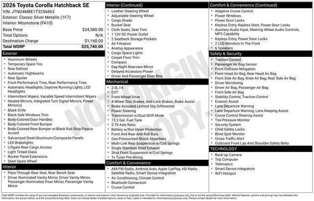 Certified 2026 Toyota Corolla SE FWD image 25