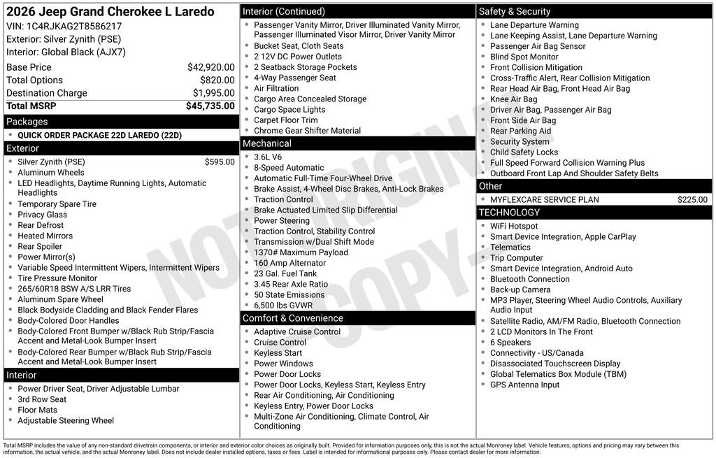 New 2026 Jeep Grand Cherokee L Laredo AWD/4WD image 36