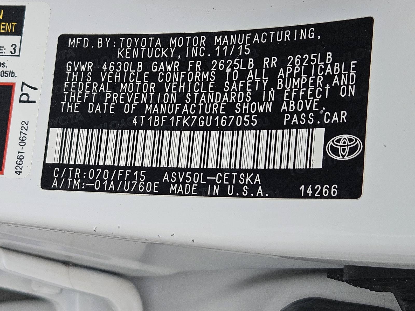 Used 2016 Toyota Camry SE w/ Moonroof Package FWD image 31