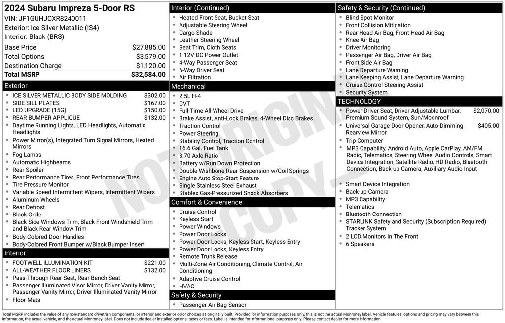 Certified 2024 Subaru Impreza RS AWD/4WD image 34