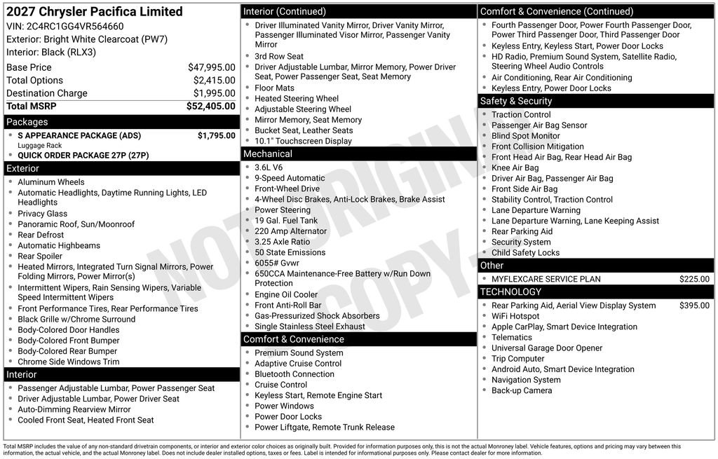 New 2027 Chrysler Pacifica Limited w/ S Appearance Package FWD image 9
