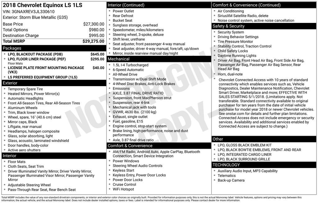 Used 2018 Chevrolet Equinox LS w/ LPO, Blackout Package image 37