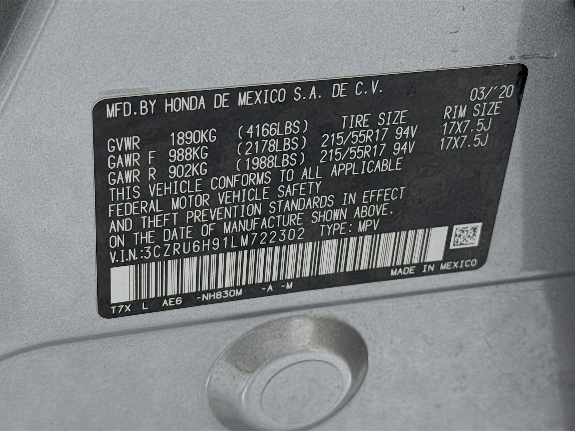 Certified 2020 Honda HR-V Touring image 32