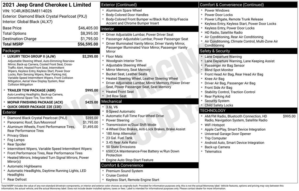 Certified 2021 Jeep Grand Cherokee L Limited w/ Luxury Tech Group II AWD/4WD image 43