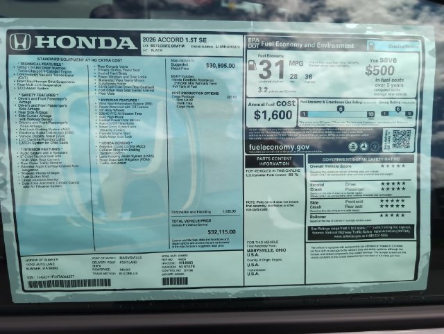 New 2026 Honda Accord SE image 33
