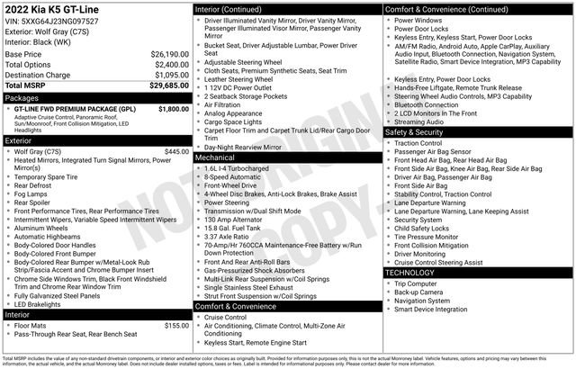 Certified 2022 Kia K5 GT-Line w/ GT-Line FWD Premium Package image 28