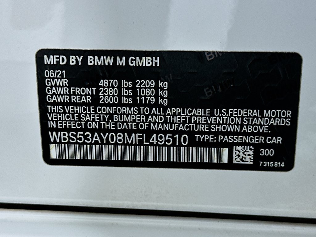 Used 2021 BMW M3 w/ Parking Assistance Package RWD image 32