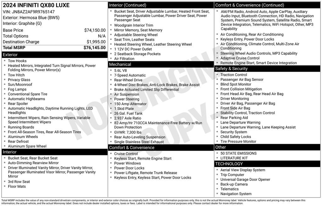 Used 2024 INFINITI QX80 Luxe image 60