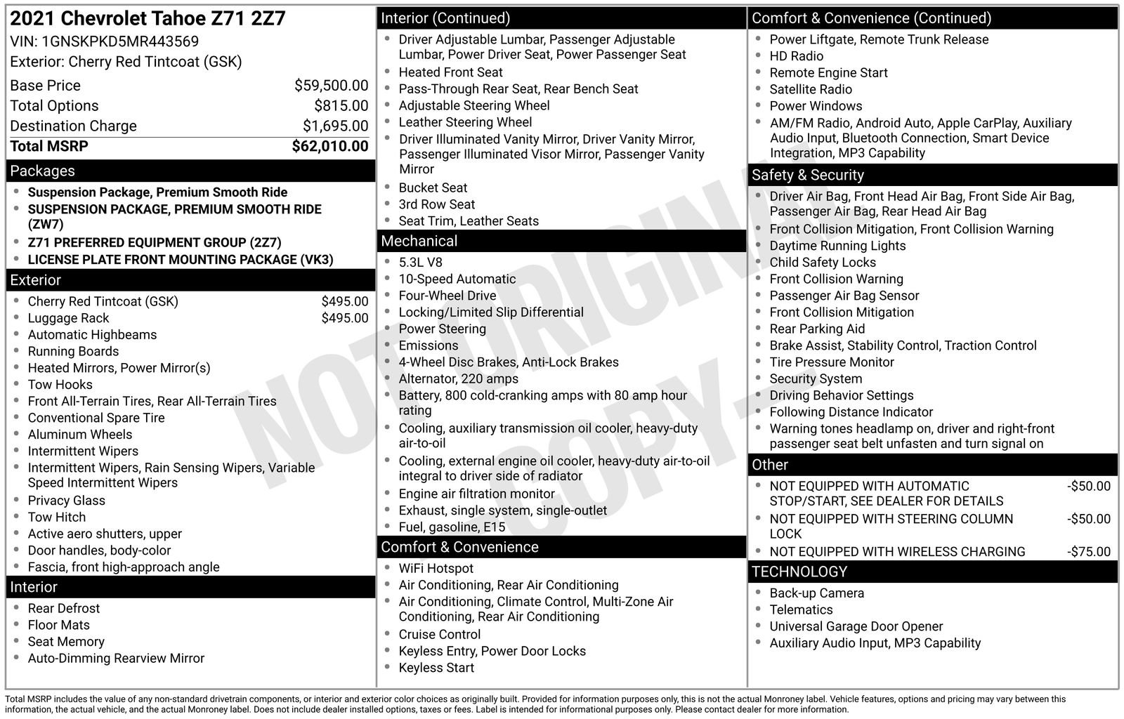 Used 2021 Chevrolet Tahoe Z71 AWD/4WD image 15