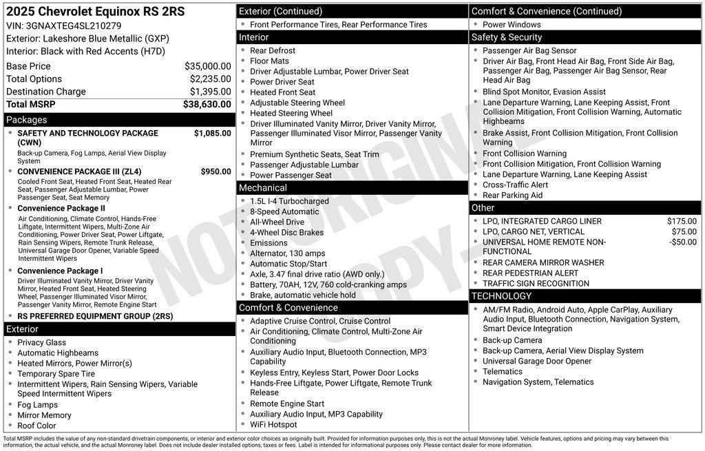 Used 2025 Chevrolet Equinox RS w/ Safety and Technology Package image 4
