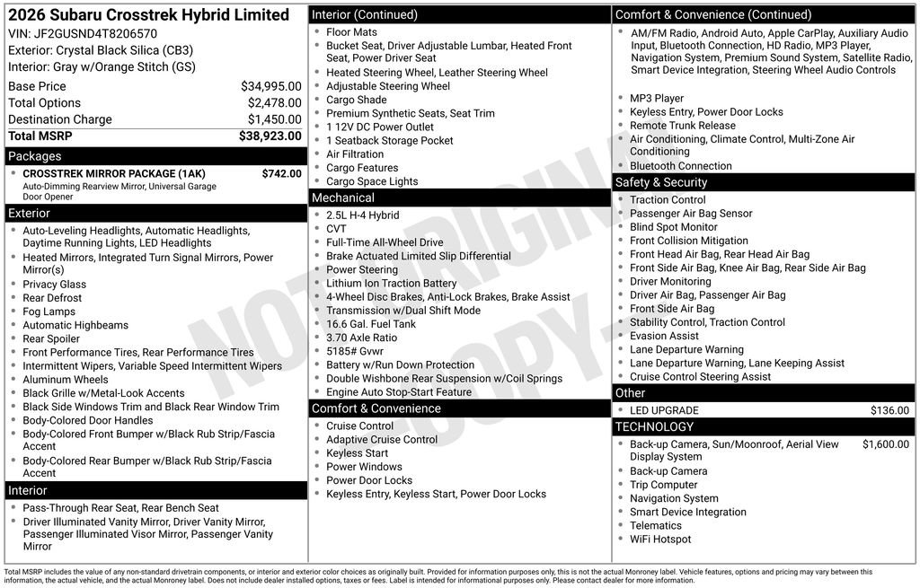 Used 2026 Subaru Crosstrek 2.5i Limited w/ Crosstrek Mirror Package image 41
