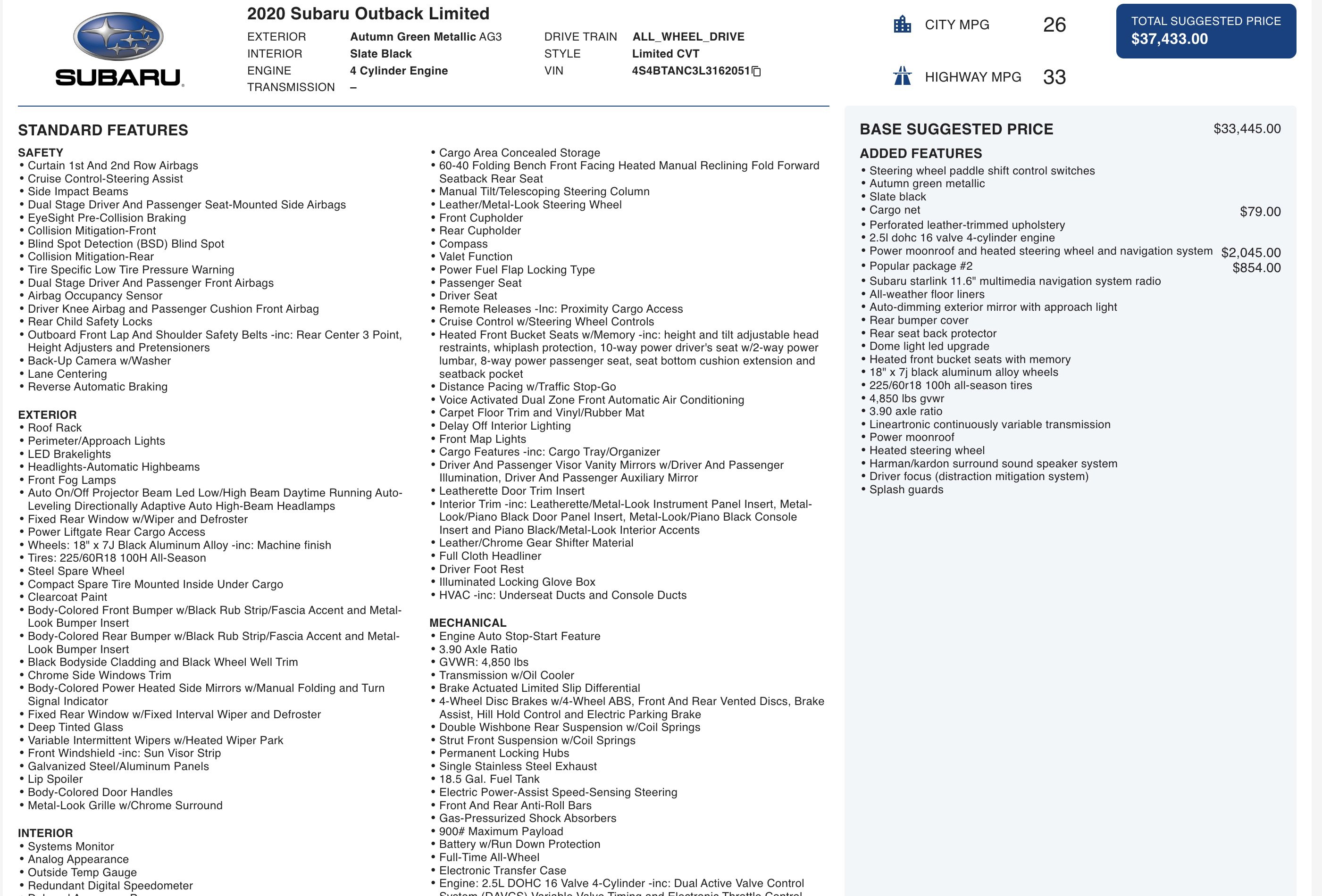 Used 2020 Subaru Outback Limited w/ Popular Package #2 image 5