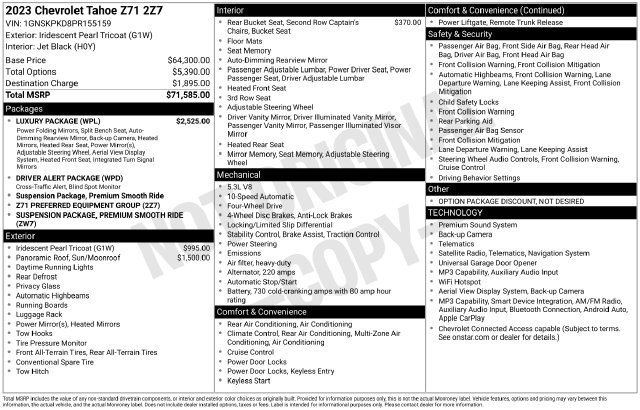 Used 2023 Chevrolet Tahoe Z71 w/ Luxury Package