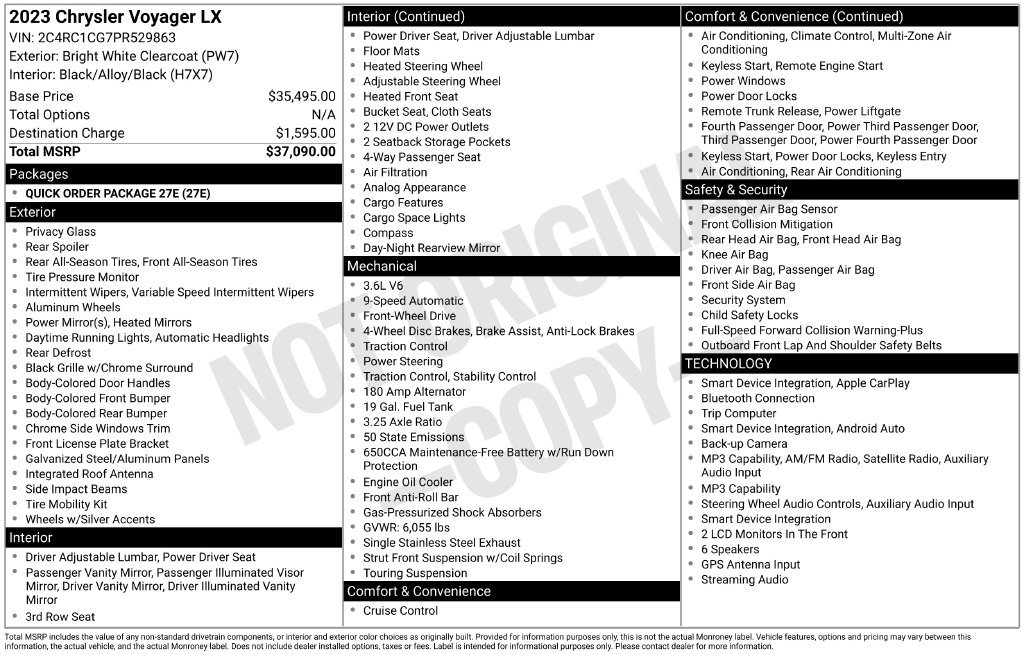 Used 2023 Chrysler Voyager LX FWD image 33