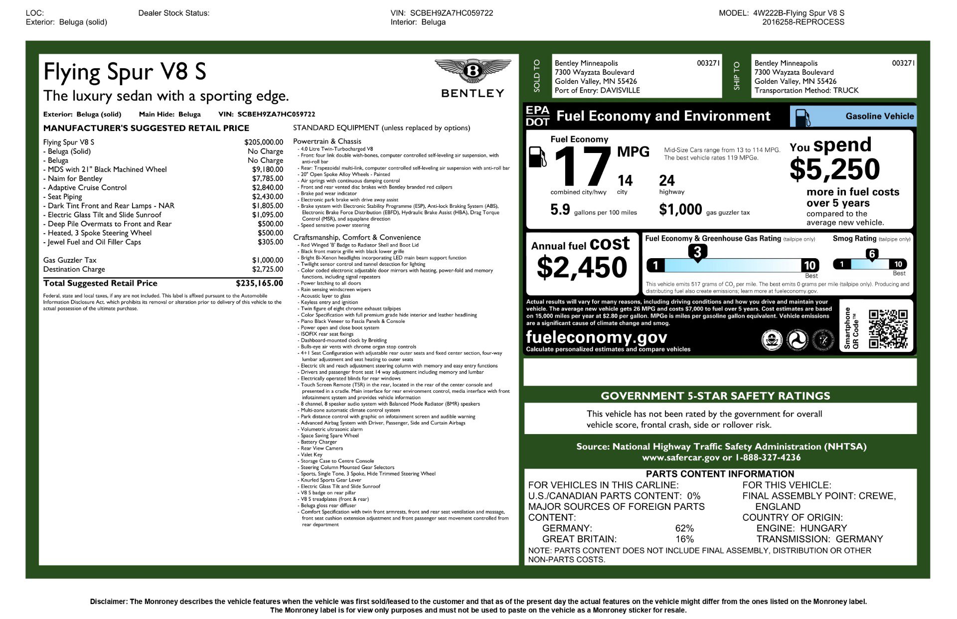 Used 2017 Bentley Flying Spur S V8 AWD/4WD image 3