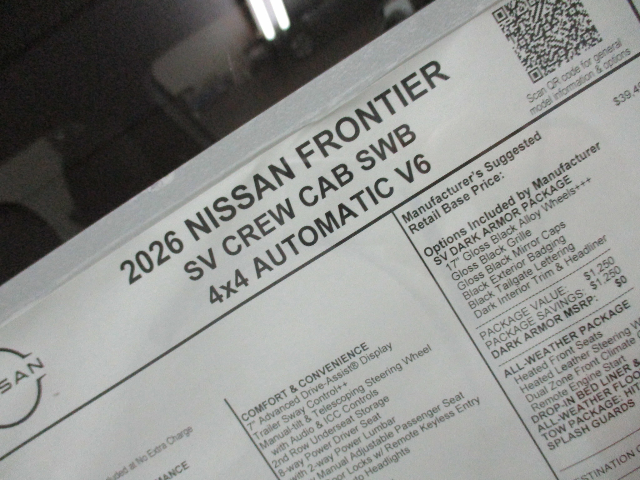 New 2026 Nissan Frontier SV w/ SV Convenience Package image 46