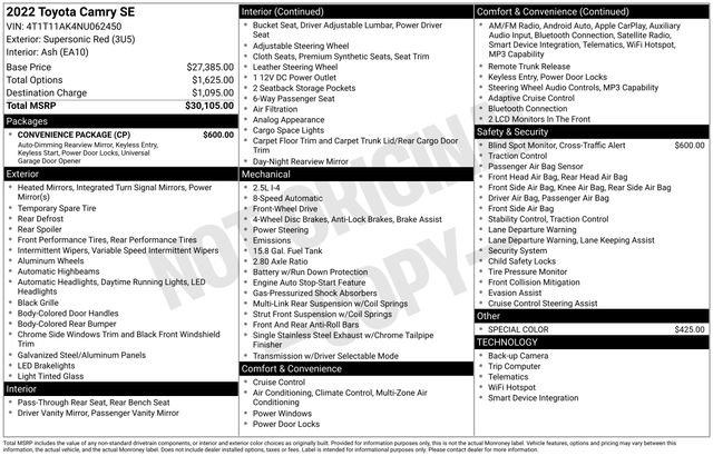 Used 2022 Toyota Camry SE w/ Convenience Package FWD image 21