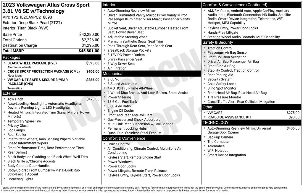 Used 2023 Volkswagen Atlas Cross Sport SE w/ Black Wheel Package AWD/4WD image 3