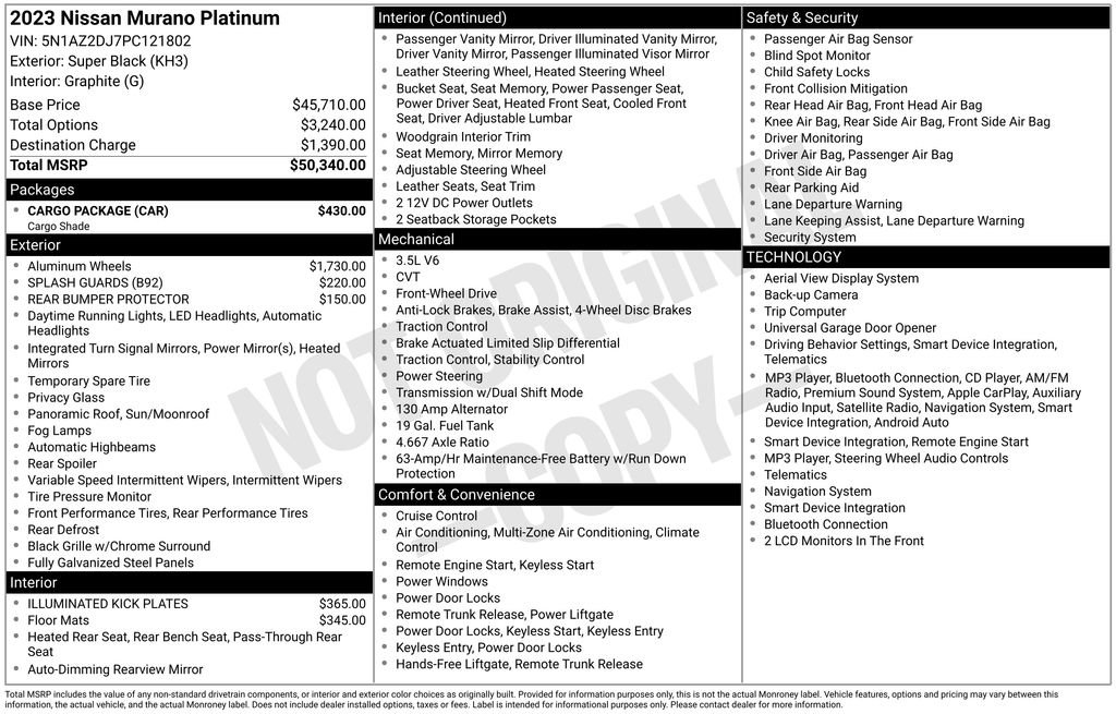 Used 2023 Nissan Murano Platinum w/ Cargo Package FWD image 28