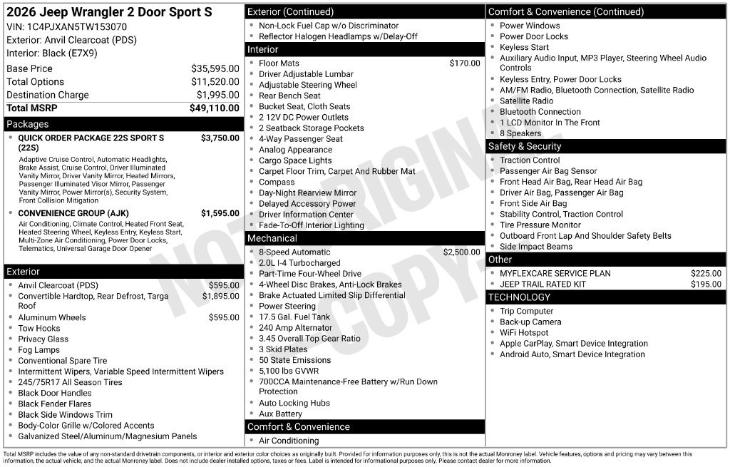 New 2026 Jeep Wrangler Sport AWD/4WD image 46