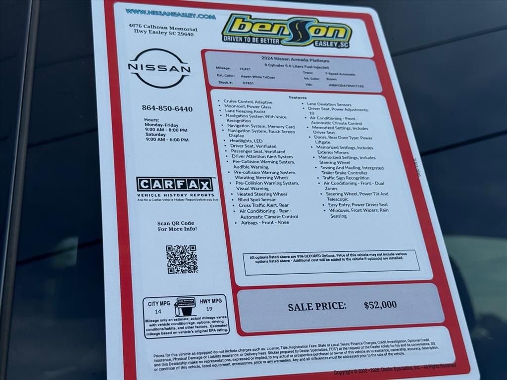 Certified 2024 Nissan Armada Platinum w/ Captain's Chairs Package image 28