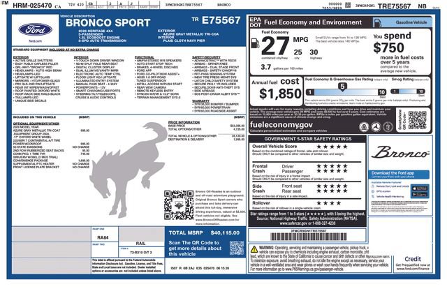 New 2026 Ford Bronco Sport Heritage w/ Convenience Package AWD/4WD image 15
