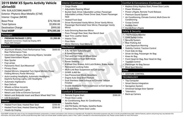 Used 2019 BMW X5 xDrive50i w/ Premium Package 2 image 43