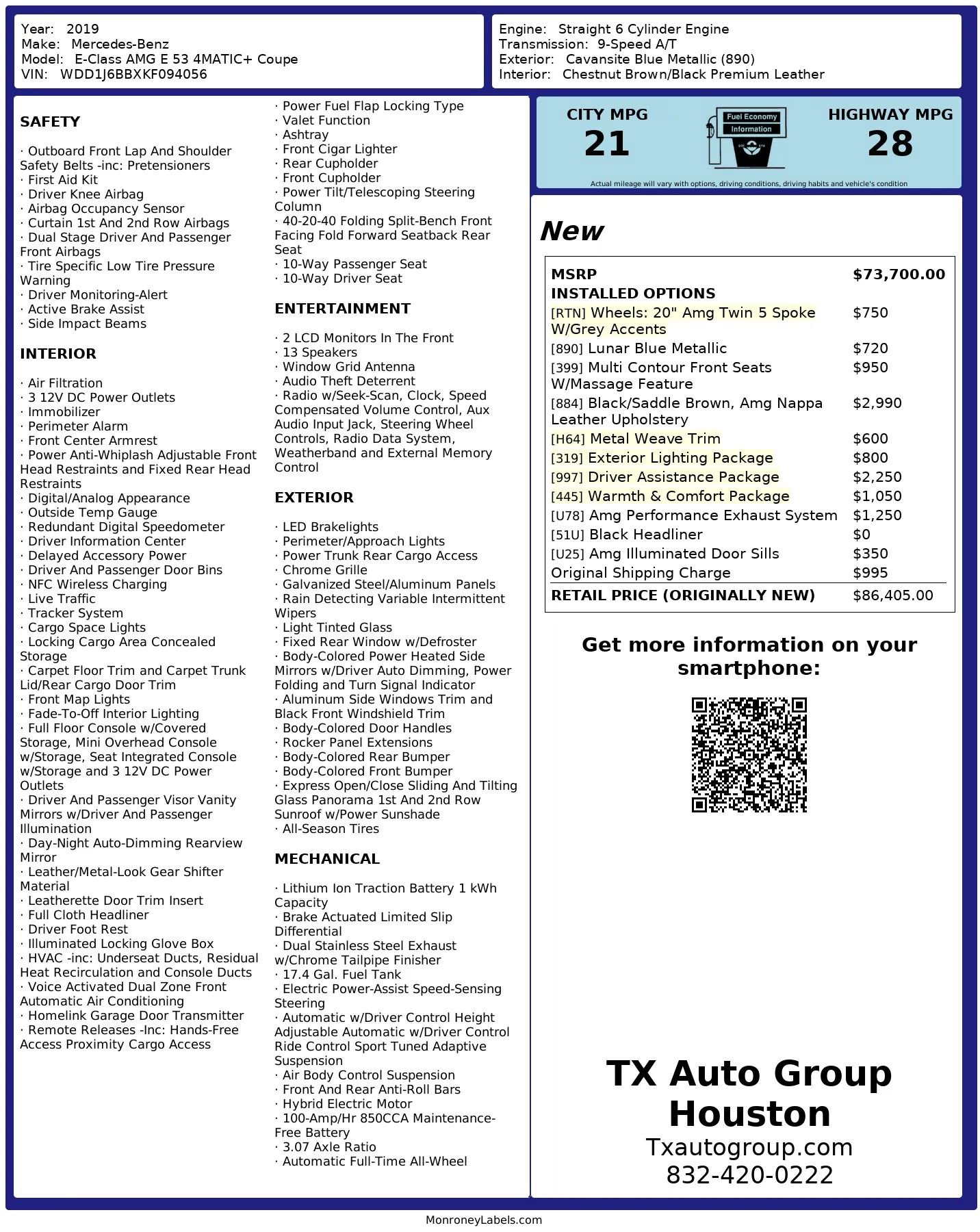 Used 2019 Mercedes-Benz E 53 AMG 4MATIC Coupe image 3