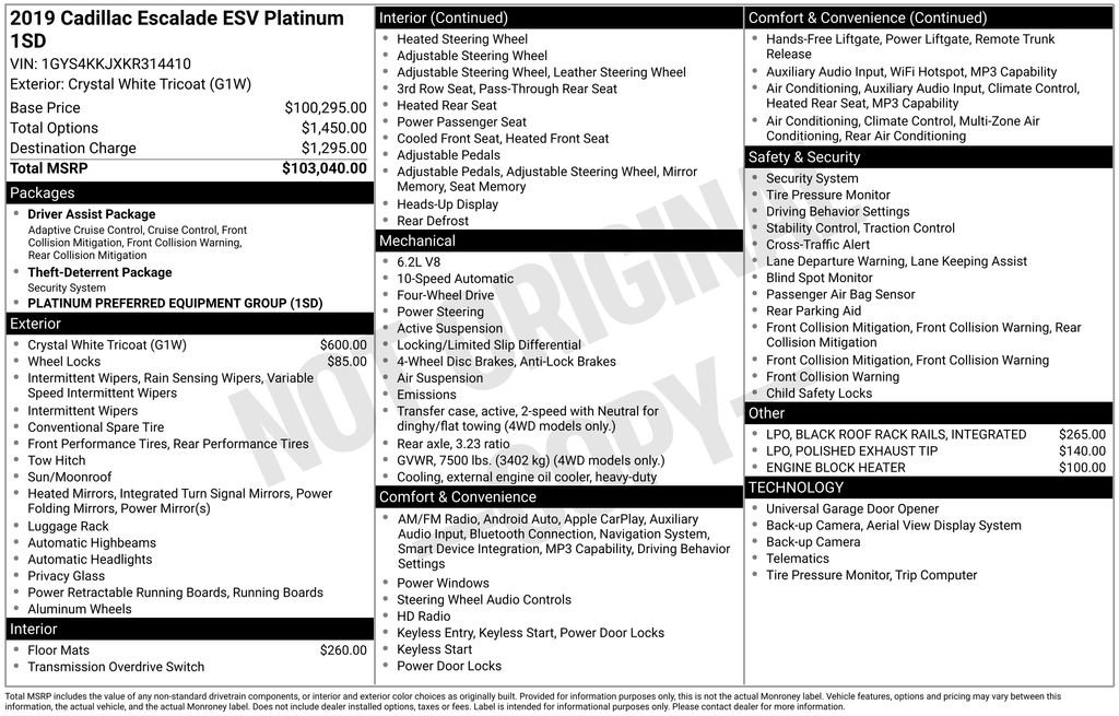 Used 2019 Cadillac Escalade ESV Platinum AWD/4WD image 17