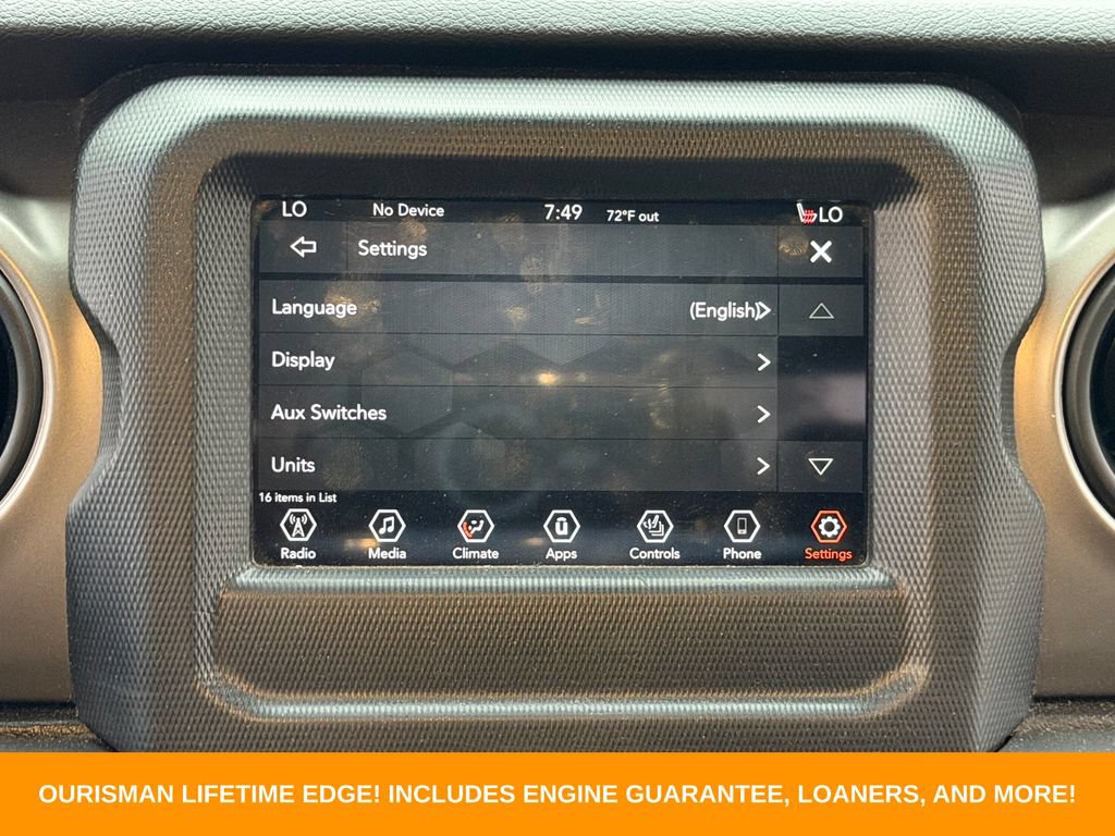Used 2020 Jeep Gladiator Sport w/ Quick Order Package 24S AWD/4WD image 13