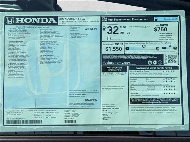 New 2026 Honda Accord LX image 17