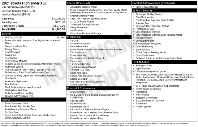 Used 2021 Toyota Highlander XLE FWD image 12