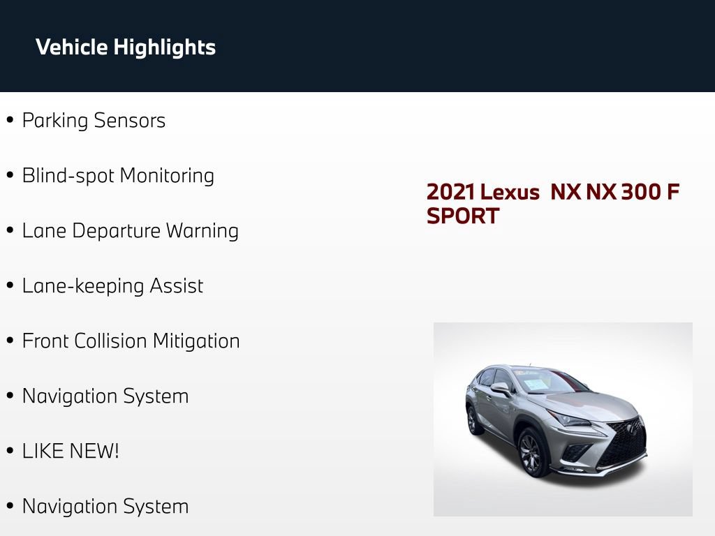 Used 2021 Lexus NX 300 F Sport w/ F Sport Premium Package FWD image 69