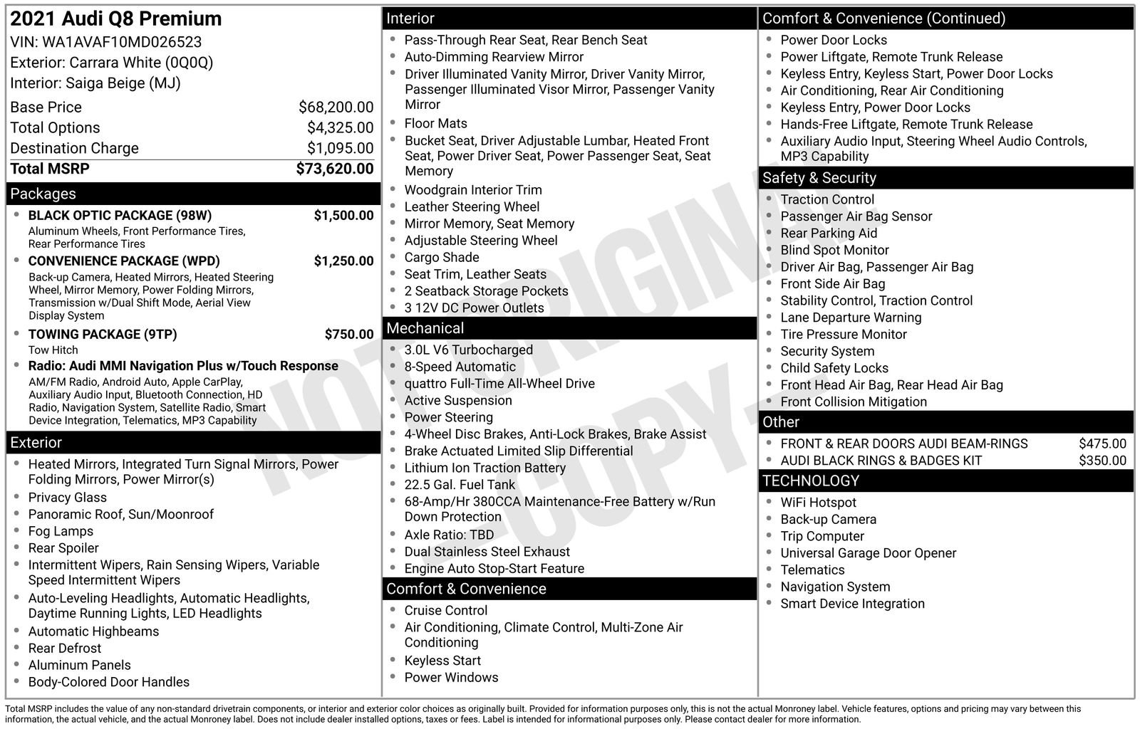 Used 2021 Audi Q8 Premium w/ Black Optic Package AWD/4WD image 44