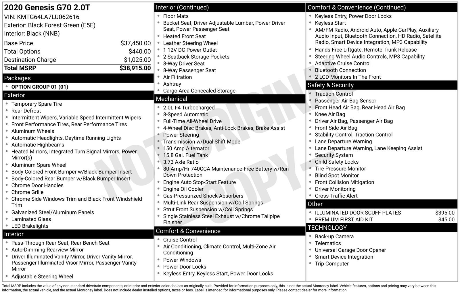 Used 2020 Genesis G70 2.0T image 26