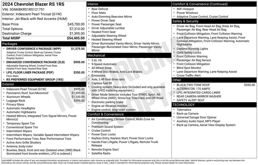 Used 2024 Chevrolet Blazer RS w/ Driver Confidence II Package image 6