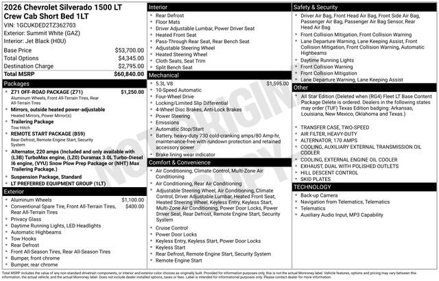 New 2026 Chevrolet Silverado 1500 LT w/ Z71 Off-Road Package AWD/4WD image 5