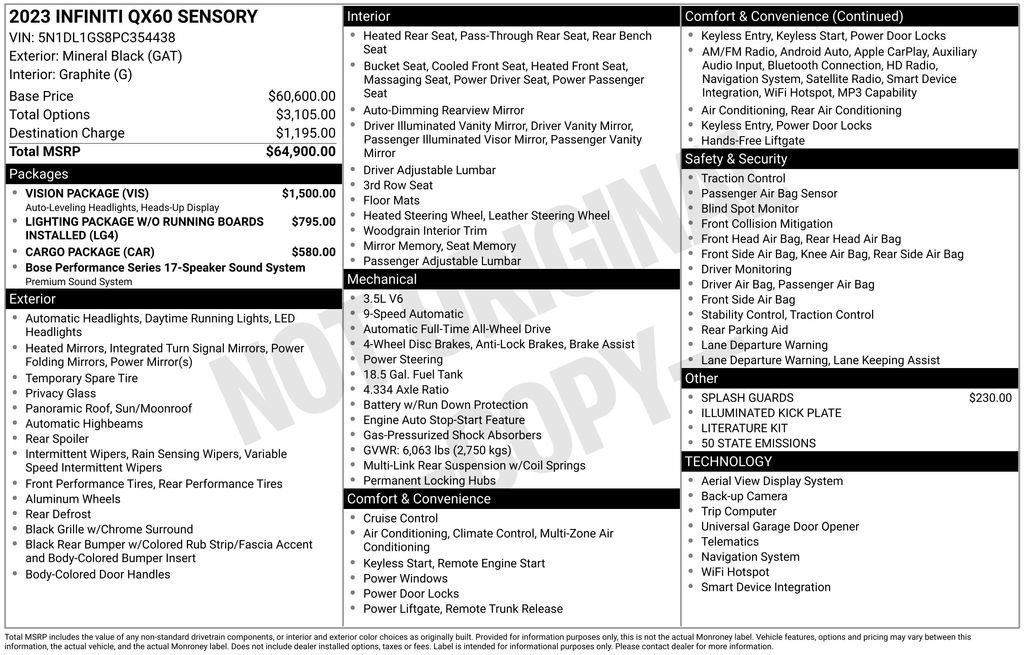 Used 2023 INFINITI QX60 Sensory w/ Vision Package image 5