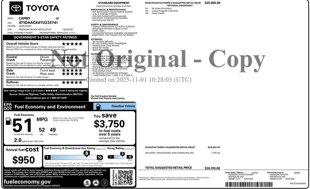 Used 2026 Toyota Camry LE FWD image 71