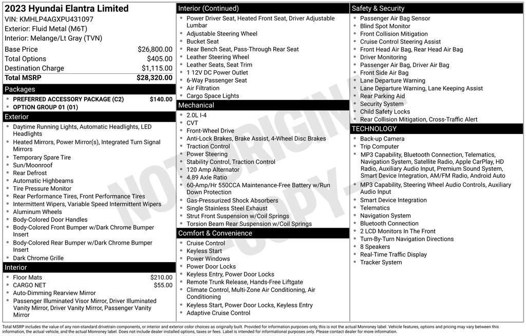 Used 2023 Hyundai Elantra Limited w/ Preferred Accessory Package FWD image 8