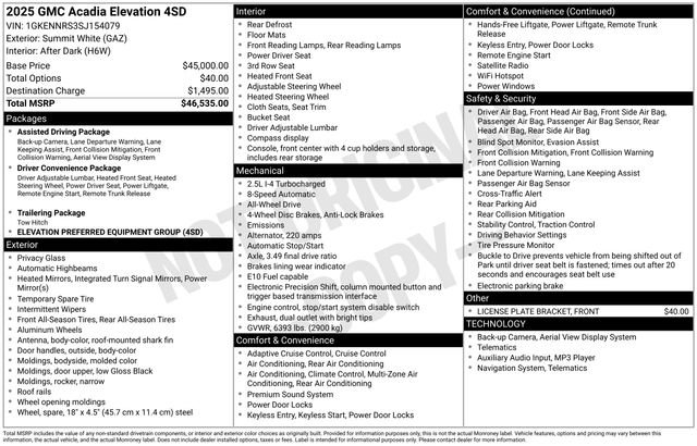 Used 2025 GMC Acadia Elevation image 8